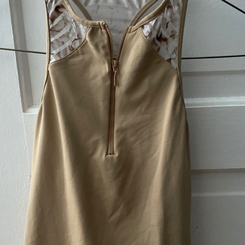 Capezio creamy tan top with front zipper